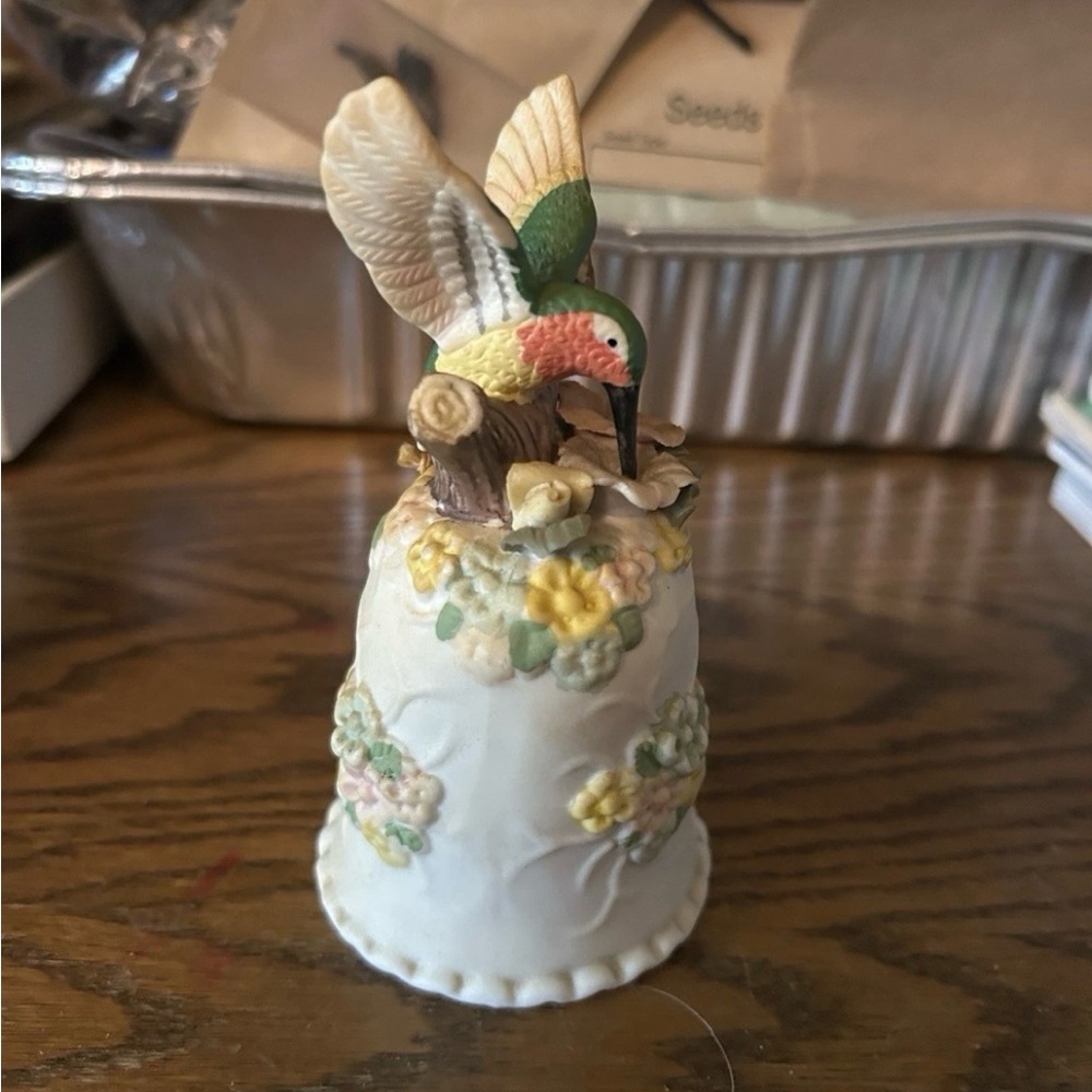 Hummingbird Porcelain Bell Hand Painted Vintage